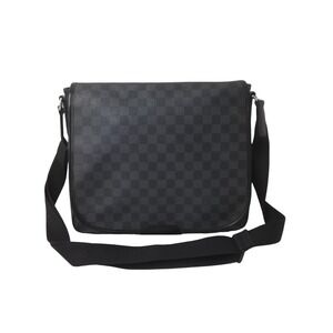 LOUIS VUITTON Damier Graphite Black Daniel Shoulder Bag Black